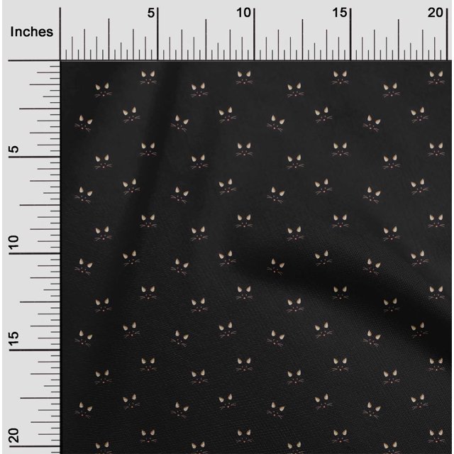 oneOone Georgette Viscose Fabric Cat Face Animal Printed Fabric 1 Yard 42 Inch Wide