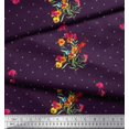 thumbnail image 2 of Soimoi Polyester Crepe Fabric Dot,Leaves & Periwinkle Floral Fabric Prints by Yard 42 Inch Wide, 2 of 3