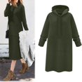thumbnail image 1 of IMENGL Robe Longue à Capuche Automne Couleur Unie, Vert 4TG, Taille M-5TG, 1 of 3