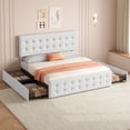 thumbnail image 4 of Bed Frame with 4 Storage Drawers and Adjustable Headboard, Upholstered Mattress Foundation with Skin-Frienly Linen, No Box Spring Needed, 4 of 9