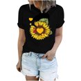 thumbnail image 2 of Pompotops T-Shirt Femme Casual Sexy Été Col Rond Imprimé Manches Courtes Tops Blouse, 2 of 3