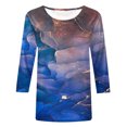 thumbnail image 4 of TIMIFIS Chandails à Manches 3/4 pour Femmes, Col Rond Décontracté, Imprimé, Chandail d'Été Tendance, Ample, Confortable, Doux, Blouses Automne, 4 of 5