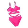 thumbnail image 2 of MIASHUI Girls 2 Piece Swimsuits Solid Spaghetti Strap Bikini Set Beach Bathing Suit,Hot Pink,11-12 Years, 2 of 6