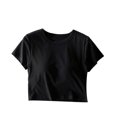 thumbnail image 1 of fatyb Hauts Courts pour Femmes à Manches Courtes avec Soutien-Gorge Intégré Hauts de Sortie Col Ras du Cou Entraînement T-Shirts Basiques Rembourrés, 1 of 3