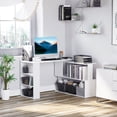 thumbnail image 2 of HOMCOM 360° Rotating Corner Desk PC Laptop Workstation Storage Shelf White, 2 of 10