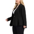 thumbnail image 4 of Agnes Orinda Women's Plus Size Blazer Button Notch Panel Ruffle Peplum Blazers 5X Black, 4 of 8
