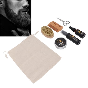 Ensemble de Soins de Barbe pour Homme 7 Pcs, Kit de Barbe Professionnel Brosse Peigne Huile Crème Moustache Ciseaux à Barbe Ensemble Cadeaux Outil de Soins et de Taille Outil de Soins de Cheveux Moustache pour Hommes