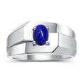 thumbnail image 1 of RYLOS Men's Rings Sterling Silver Ring Classic Solitaire 7X5MM Oval Shape Gemstone Designer Band Lapis September Birthstone Rings For Men Size 11, 1 of 5