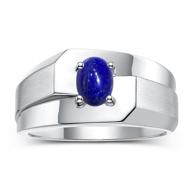 RYLOS Men's Rings Sterling Silver Ring Classic Solitaire 7X5MM Oval Shape Gemstone Designer Band Lapis September Birthstone Rings For Men Size 11