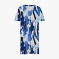 thumbnail image 4 of Pisexur Robes d'Été pour Femmes Mode Imprimé Floral Robe Décontractée Ample Col en V Manches Courtes Robes T-Shirt Fluide Surdimensionnée Robe de Plage avec Poches Grande Taille Mi-Mollet L-5TG, 4 of 5
