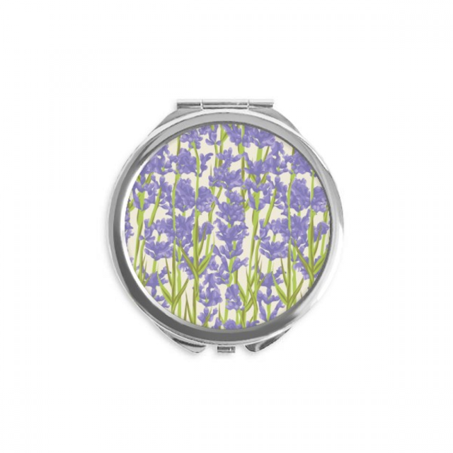 Peinture de Fleurs Lavande Miroir Compact Rond Portable de Poche