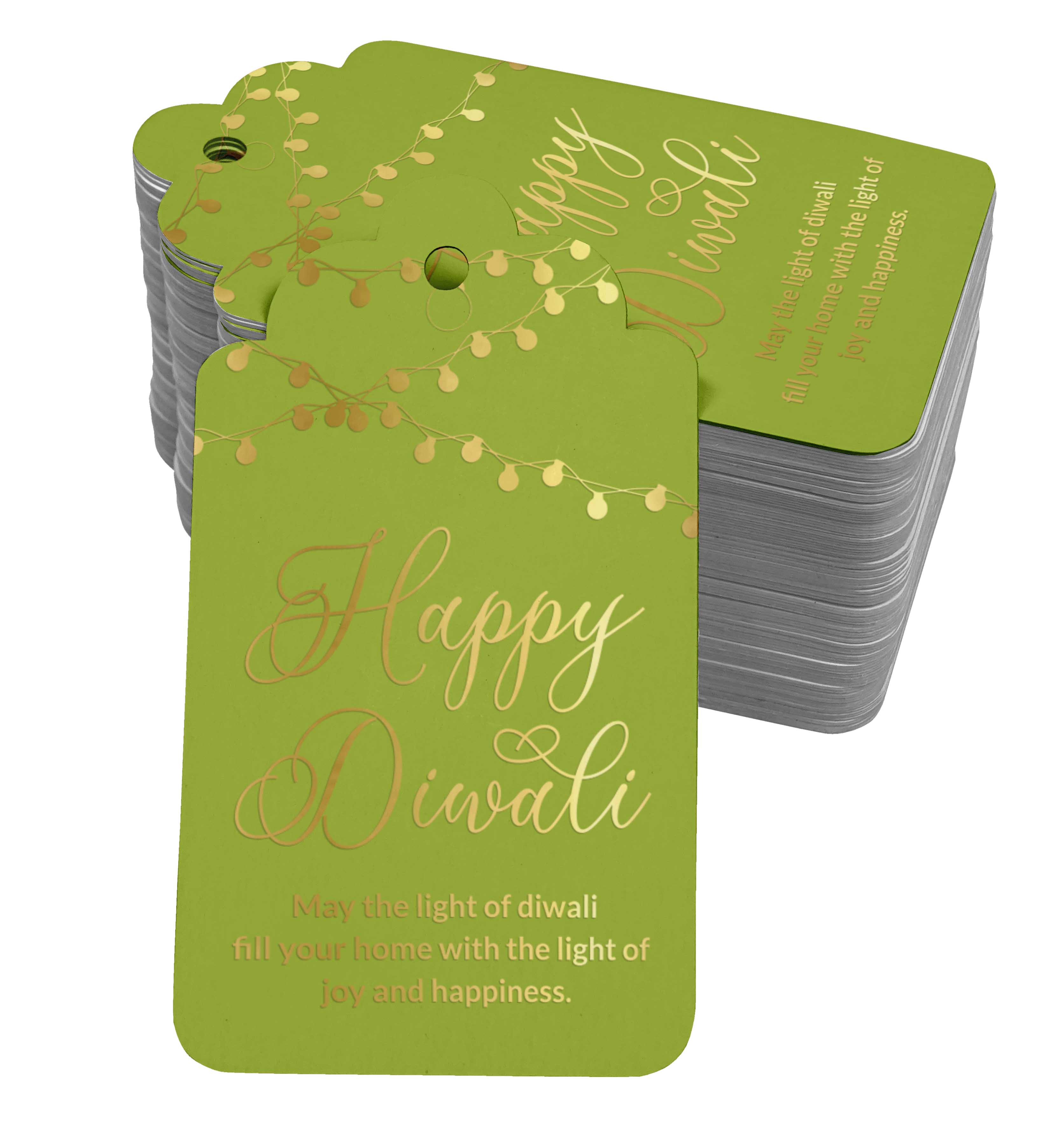 Inkdotpot 100 Pack Real Gold Foil Paper Tags Happy Diwali Favor Hang Tag