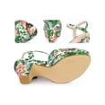 thumbnail image 2 of BLISSFUL STEP Women's Shoes Floral Pattern Platform Chunky Heel Open Toe Slingback Buckle Strap  Sandals Green 8.5, 2 of 5