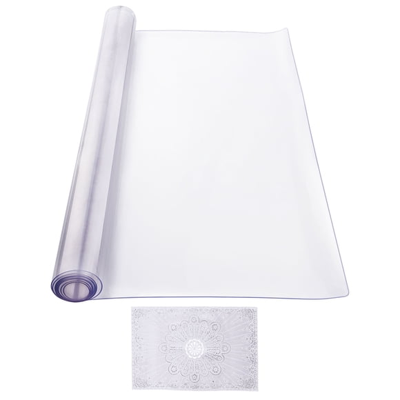KFFKFF Clear Plastic Tablecloth, Dimensions 42 x 72 Inch with 2.0 mm Thickness, Rectangular PVC Desk Cover, Water-Resistant and Simple to Clean Desk Mat, Suitable for Office, Dining Room, Dresser