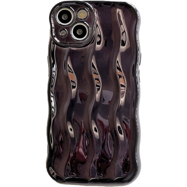 ORUYROP Designed for iPhone 13 Case,Water Ripple Pattern Curly Wave Frame Soft Cute Phone Cover for Men Women Girls(iPhone 13,Black)