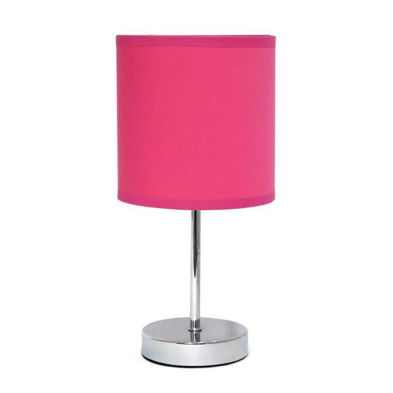Lampe de Table Mini Basique Chromée avec Abat-Jour en Tissu, Rose Vif