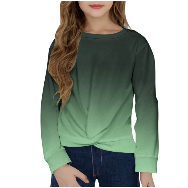 Plebaso Chandail à Manches Longues pour Filles avec Torsade à l'Avant, Imprimé pour Garçons, Col Ras du Cou, Décontracté, Léger, Chandail à Enfiler, Hauts pour Enfants