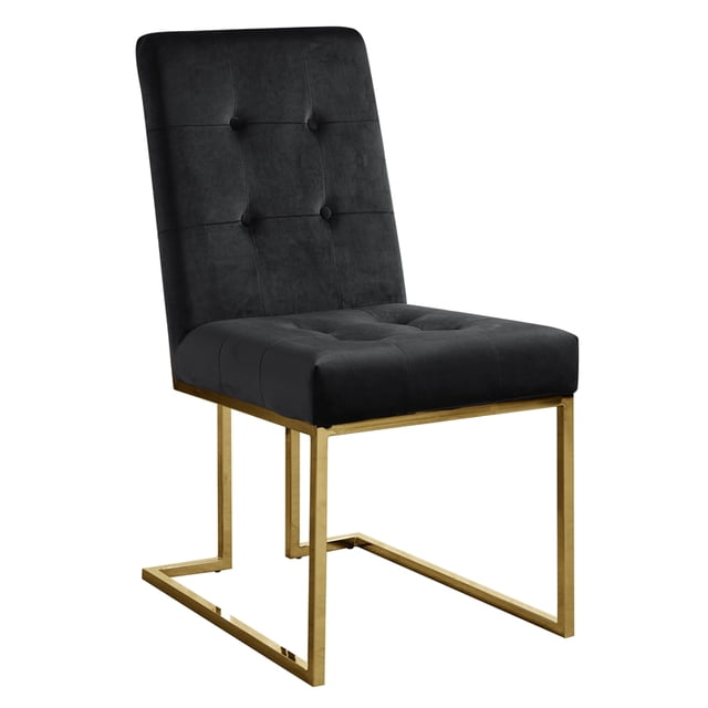 Chaise de Salle à Manger Moderne en Tissu de Velours Noir/or (Lot de 2)