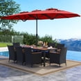 thumbnail image 2 of Costway 11 PCS Patio Wicker Dining Set with Double-Sided Outdoor Umbrella 8 Stackable Chairs, 2 of 9