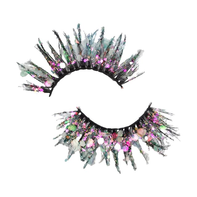 Decodeary 2piece Holiday Look With Glittery Eyelashes With Sequins Professional Q-42