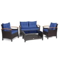 thumbnail image 2 of Costway 4PCS Patio Rattan Furniture Set Cushioned Sofa Storage Table Navy, 2 of 10