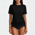 thumbnail image 4 of Neewe Women's Rash Guard UPF 50+ Ruched Swim Shirt Round Neck Short Sleeve Performance Top S-XXL, 4 of 8