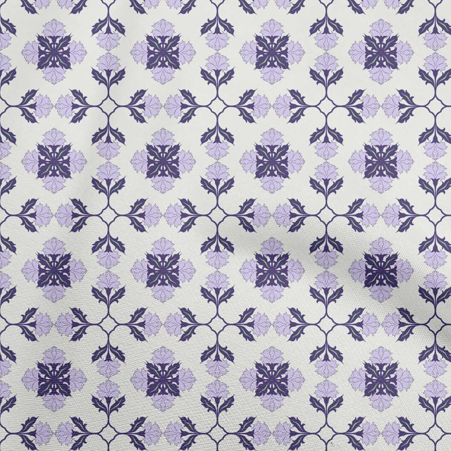 oneOone Velvet Dark Purple Fabric Asian Block Floral Craft Projects Decor Fabric Printed By The Yard 58 Inch Wide
