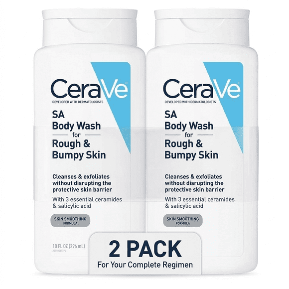 CeraVe Gel Douche SA pour Peau Rugueuse et Bosselée 10 oz (Lot de 2)