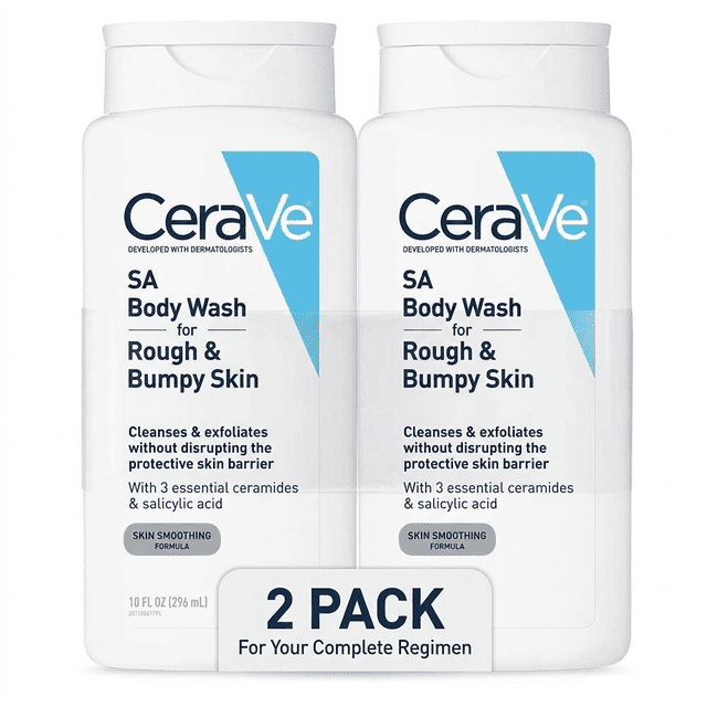 CeraVe Gel Douche SA pour Peau Rugueuse et Bosselée 10 oz (Lot de 2)