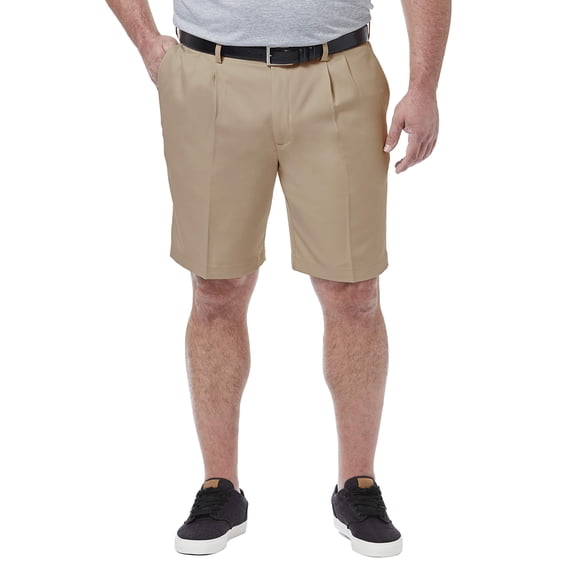 Haggar Men's Big & Tall Cool 18 Pro Pleat Front Short, Khaki, 48