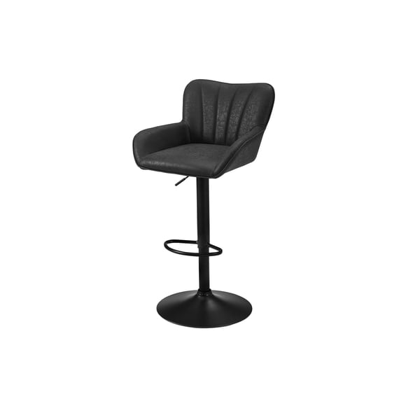 Monarch Specialties - Tabouret De Bar, Ensemble De 2, Pivotant, Réglable, Hauteur Bar, Hauteur Du Comptoir, Cuisine, Aspect Cuir Noir, Métal Noir, Contemporain, Moderne