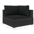 thumbnail image 4 of vidaXL Chaise d'Angle Sectionnelle avec Coussins en Rotin Poly Noir, 4 of 4