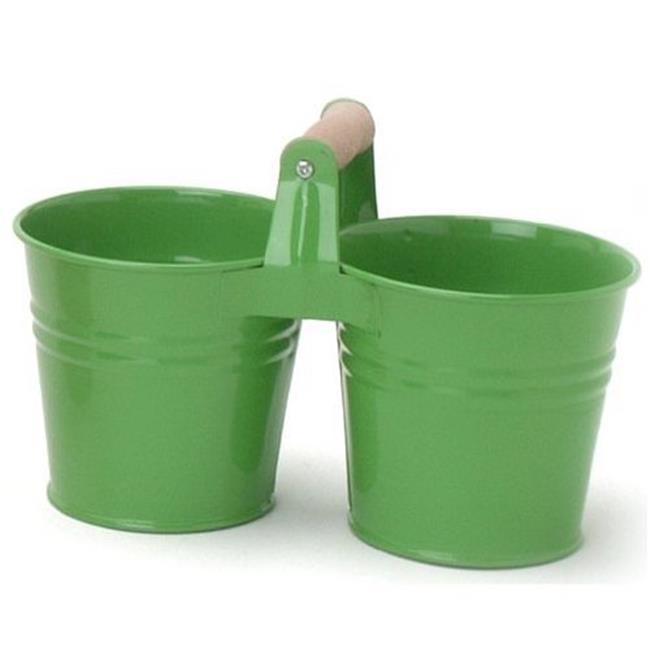 Houston International Trading 8433E AG S-3 Enameled Galvanized Double Hanging Planter - AppleGreen
