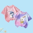 thumbnail image 2 of Jamicy Chemises de Bain pour Filles Cadeau pour Enfants Hauts Mignons pour Filles 2 Pcs Manches Courtes T-Shirts d'Été Mode T-Shirts Graphiques Col Rond Pull Tee, 2 of 3
