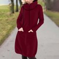 thumbnail image 2 of Floleo Robe d'Été Décontractée pour Femme à Col en V Boutonnée, Manches Longues, Confortable pour le Quotidien, Couleur Unie, Coupe Ample, Mini, pour le Printemps et l'Automne (Rouge, 2TG), 2 of 7