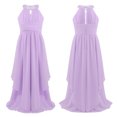 thumbnail image 4 of Miaeowve Robe de Fête Maxi en Chiffon à Paillettes pour Filles, Col Haut, Froncée, Robe de Bal de Mariage, Lavande 8, 4 of 6