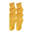 thumbnail image 2 of ylioge Ruffle Crew Socks for Women 3 Pack Cute Solid Comfort-Cotton Basic Boot Sock Sales, 2 of 3
