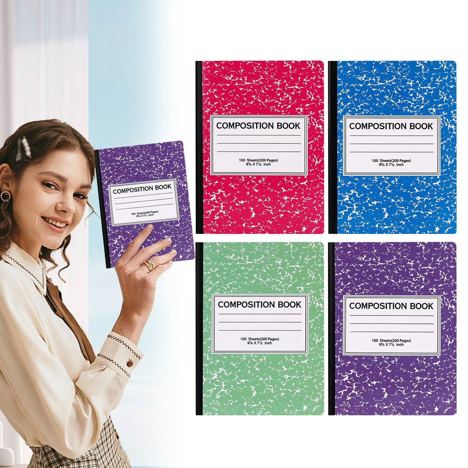 AKEGAMN Clearance! Wide Ruled Notebook Composition Notebooks Wide Ruled Composition Book Wide Notebook PaperSewn Binding Cover Assorted Colors Wide Ruled Composition Notebooks would be perfect for m