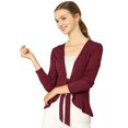 thumbnail image 1 of INSPIRE CHIC Cardigan en Tricot à Nouer à l'Avant pour Femme d'Halloween, Manches Longues, Ourlet à Volants, Ouvert, S Bourgogne, 1 of 1