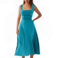thumbnail image 1 of Timegard Robes d'Été pour Femmes à Larges Bretelles, Encolure Carrée, Sans Manches, Couleur Unie, Coupe Ajustée, Décontractée, Confortable, 1 of 6