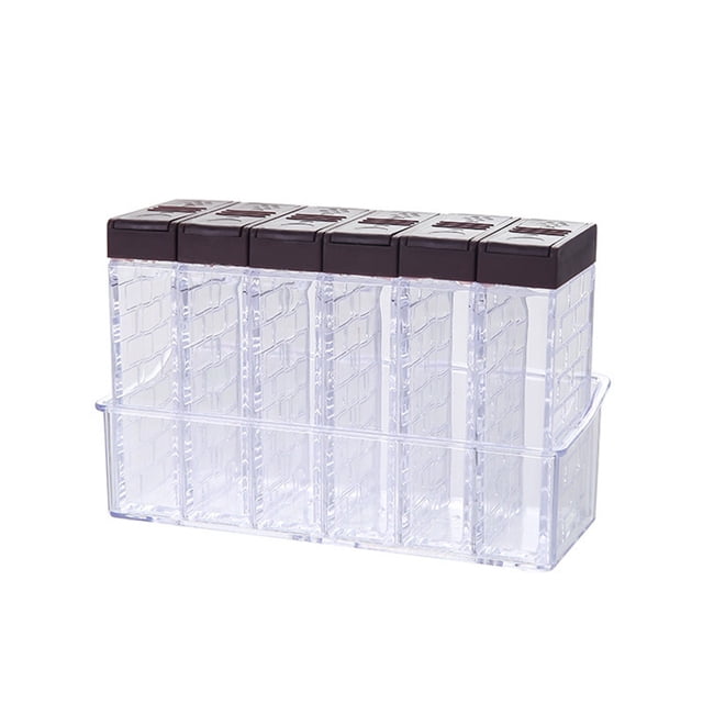 Leutsin 6 Pcs/ensemble Bouteille d'Assaisonnement Boîte Pot Contenant de Rangement pour Condiments Support Herbes Pot à Épices