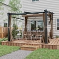 thumbnail image 2 of Outsunny 10' x 10' Metal Pergola w/ Retractable Canopy Roof, Coffee, 2 of 10