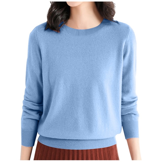 TJAZFJPA Chandails d'Automne pour Femmes 2024 Col en V Court Chandail de Base en Laine pour Femmes Hauts Col Rond Manches Longues Voyage Randonnée T-Shirt T-Shirt Chandail Chandail Vintage Chandails pour Femmes