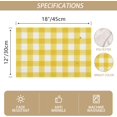 thumbnail image 2 of Set of 4 Linen Watercolor Yellow Buffalo Check Placemats - 12x18" Farmhouse Easter Spring Home Table Decor, 2 of 6