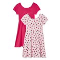 thumbnail image 1 of George Girls' All-Over Print and Solid Skater Dresses 2-Pack, 1 of 2