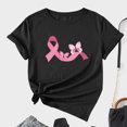thumbnail image 1 of TIMIFIS T-Shirt Ruban Rose de Sensibilisation au Cancer du Sein pour Femmes T-Shirts Cancer du Sein Été Ample Imprimé Col Rond T-Shirt Manches Courtes Blouse Décontractée Automne/hiver, 1 of 5