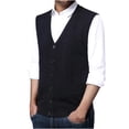 thumbnail image 5 of Styesk Jackets for Men Men's Wool Sleeveless Waistcoat Loose Knitted Solid Color Cardigan, 5 of 5
