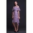 thumbnail image 2 of Bimba Purple Tie-Dye Printed Womens Ruffle Front Cold Shoulder Swing Shift Dress - Medium, 2 of 6