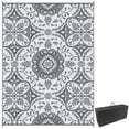 thumbnail image 1 of Outsunny Waterproof Outdoor Rug with Carry Bag 9' x 12' Gray & White Flower, 1 of 8