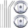 thumbnail image 1 of 30 oz Tumbler Lids with Drinking Straws, Fits for YETI Rambler, Ozark Trail, Old Style Rtic and More, SENHAI Spill-Proof Splash Resistant Lids Covers for Stainless Steel Tumblers Cups - Set of 8, 1 of 8